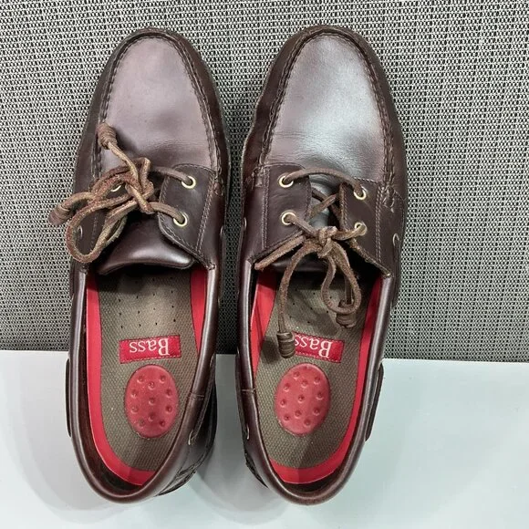 G.H. Bass & Co. Harry II Mens Brown Leather Boat Shoes 12M Rubber Sole - Picture 4 of 8